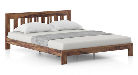 Royal Marwar Solid Sheesham Wood Queen Size Platform Bed | Premium Honey Finish | Modern Wooden Bed Frame