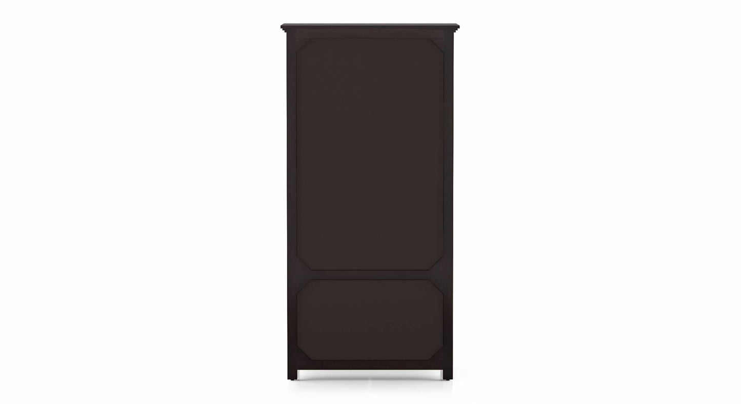 Royal Marwar Solid Sheesham Wood 2 Door Wardrobe with Drawers | Handcrafted Wooden Almirah | Walnut Finish