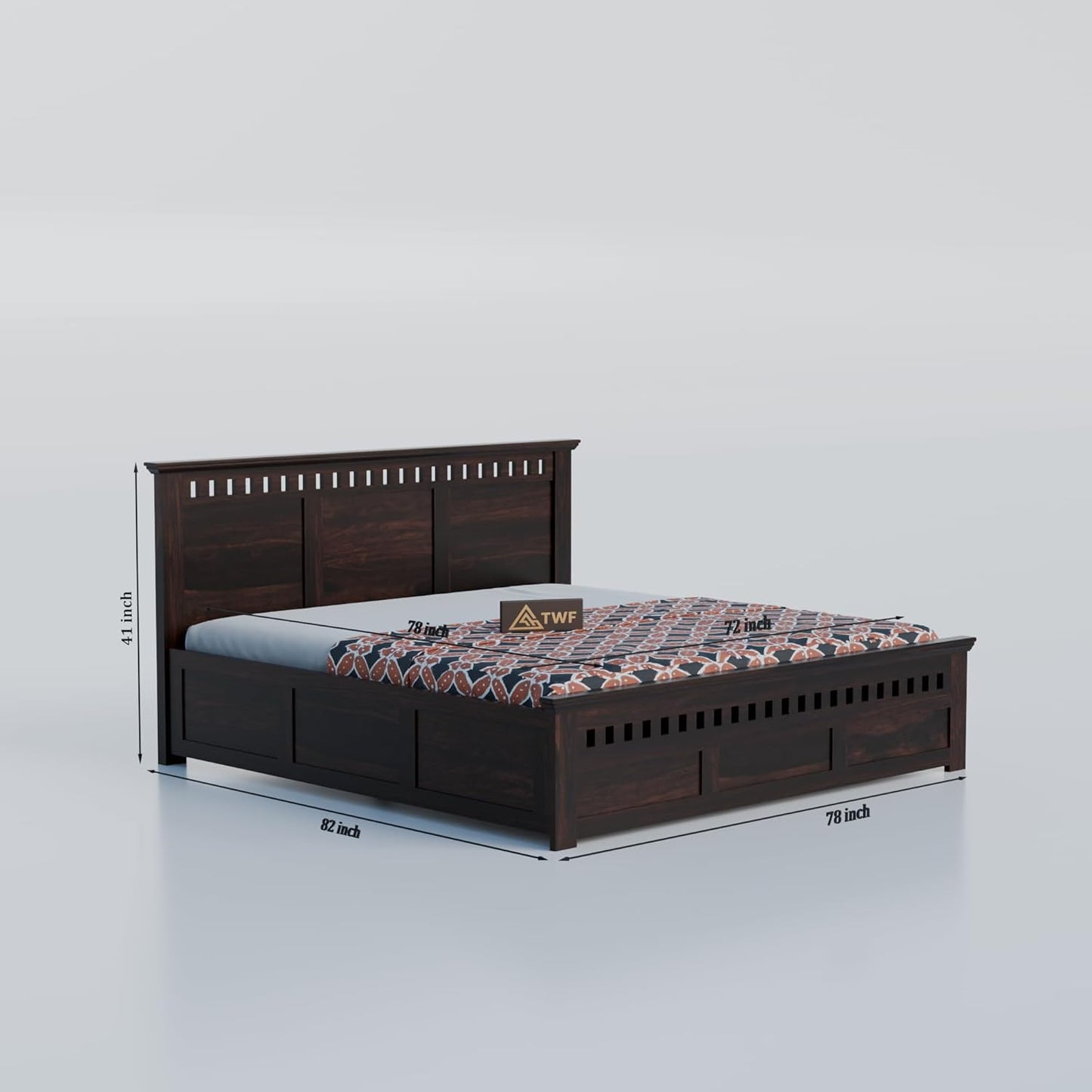 Premium Solid Wood King Size Bed with Elegant Panel Detailing & Contemporary Wooden Finish