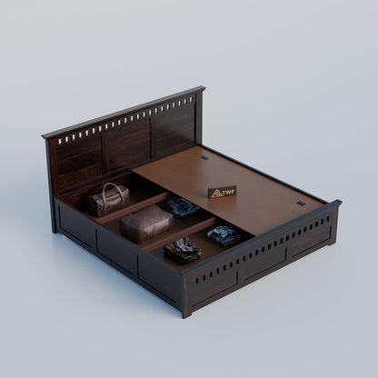 Premium Solid Wood King Size Bed with Elegant Panel Detailing & Contemporary Wooden Finish