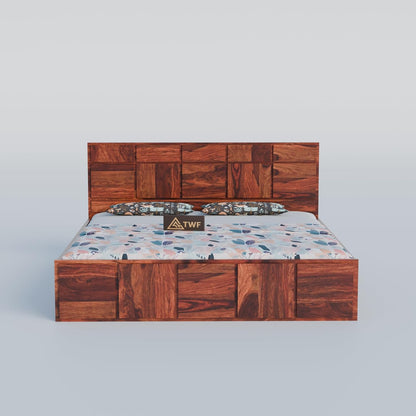 Premium Solid Wood King Size Bed with Modern Panel Detailing & Contemporary Wooden Finish