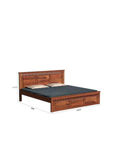 Solid Wood King Size Bed with Minimalist Panel Headboard & Footboard