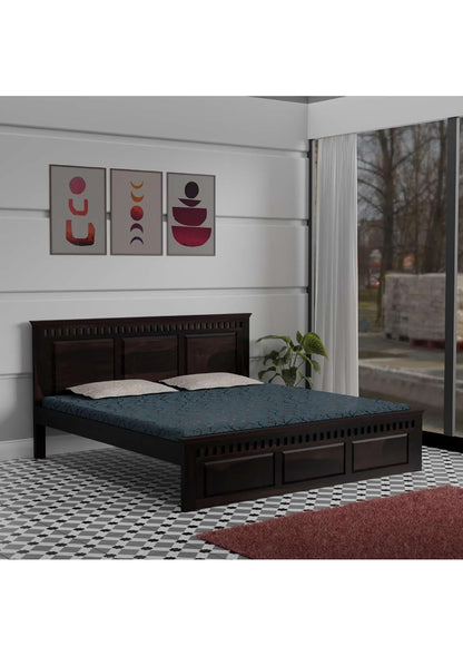 Solid Wood King Size Bed with Minimalist Panel Headboard & Footboard