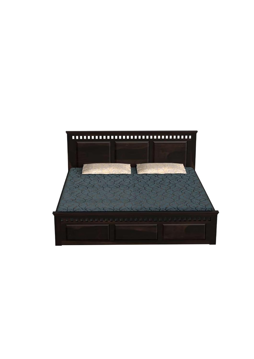 Solid Wood King Size Bed with Minimalist Panel Headboard & Footboard