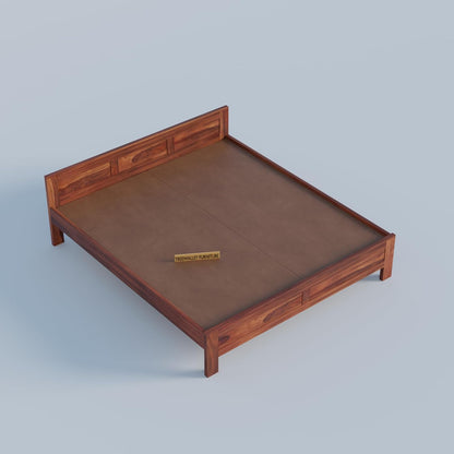 Premium Solid Wood King Size Bed with Artistic Geometric Panel Design
