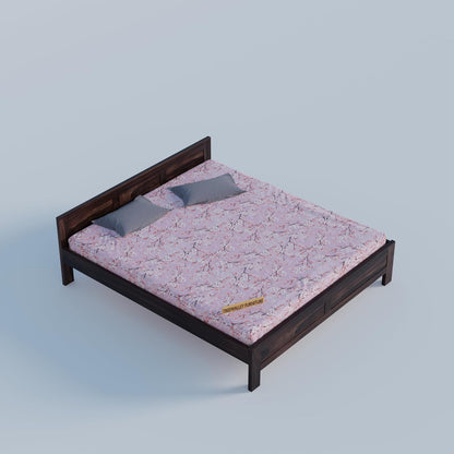 Premium Solid Wood King Size Bed with Artistic Geometric Panel Design