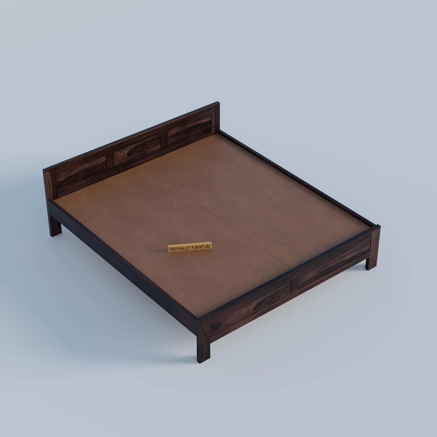 Premium Solid Wood King Size Bed with Artistic Geometric Panel Design