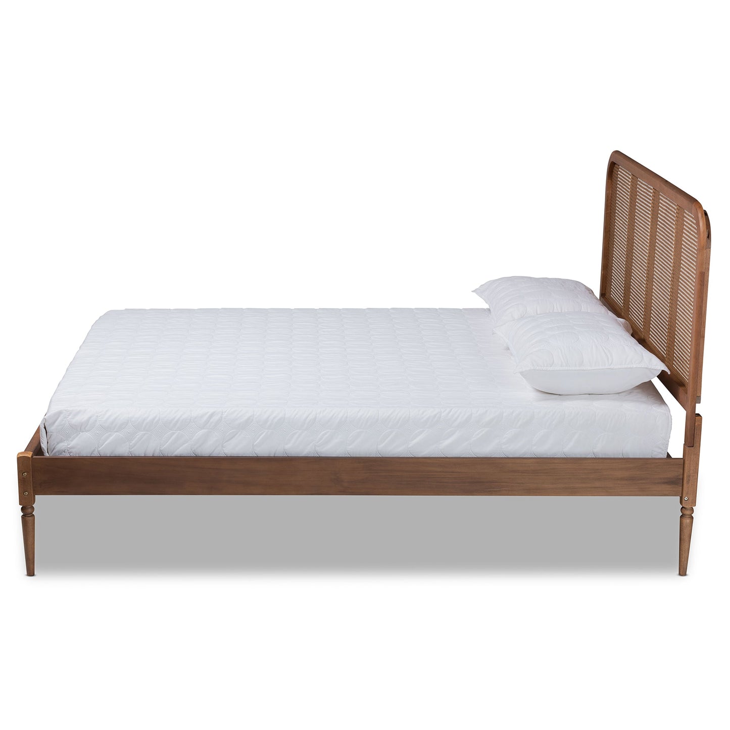 Royal Marwar Solid Sheesham Wood Queen Size Cane Bed | Natural Rattan Headboard | Premium Honey Finish | Wooden Bed Without Storage