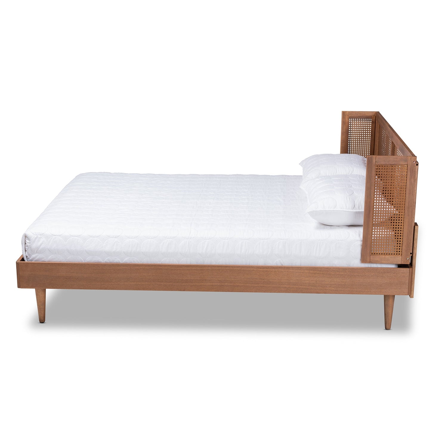 Royal Marwar Solid Sheesham Wood Queen Size Cane Bed | Modern Wooden Platform Bed | Premium Honey Finish | Without Storage