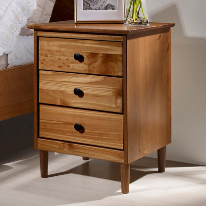 Royal Marwar Solid Mango Wood Bedside Table with 3 Drawers | Modern Nightstand | White Finish | Bedroom Side Cabinet