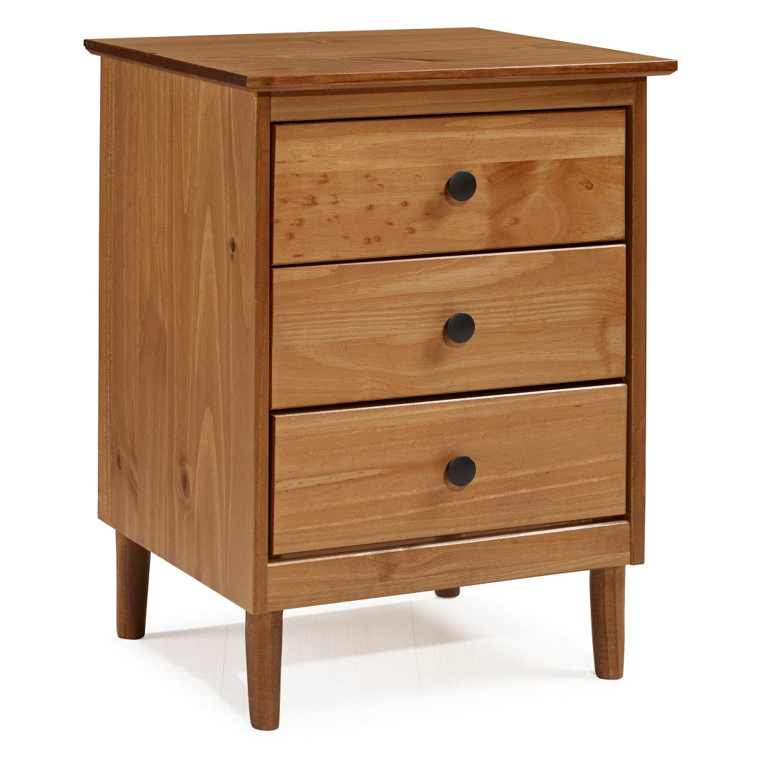 Royal Marwar Solid Mango Wood Bedside Table with 3 Drawers | Modern Nightstand | White Finish | Bedroom Side Cabinet