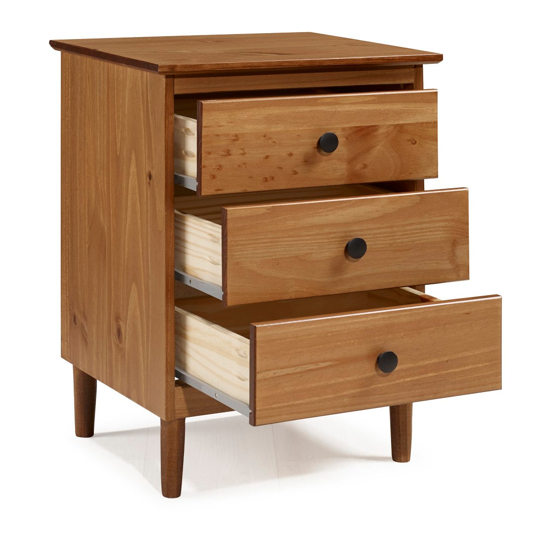 Royal Marwar Solid Mango Wood Bedside Table with 3 Drawers | Modern Nightstand | White Finish | Bedroom Side Cabinet