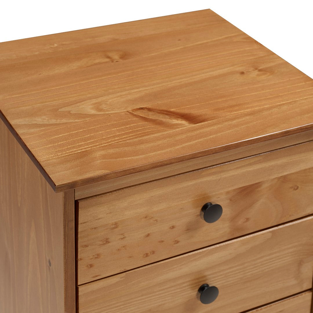 Royal Marwar Solid Mango Wood Bedside Table with 3 Drawers | Modern Nightstand | White Finish | Bedroom Side Cabinet