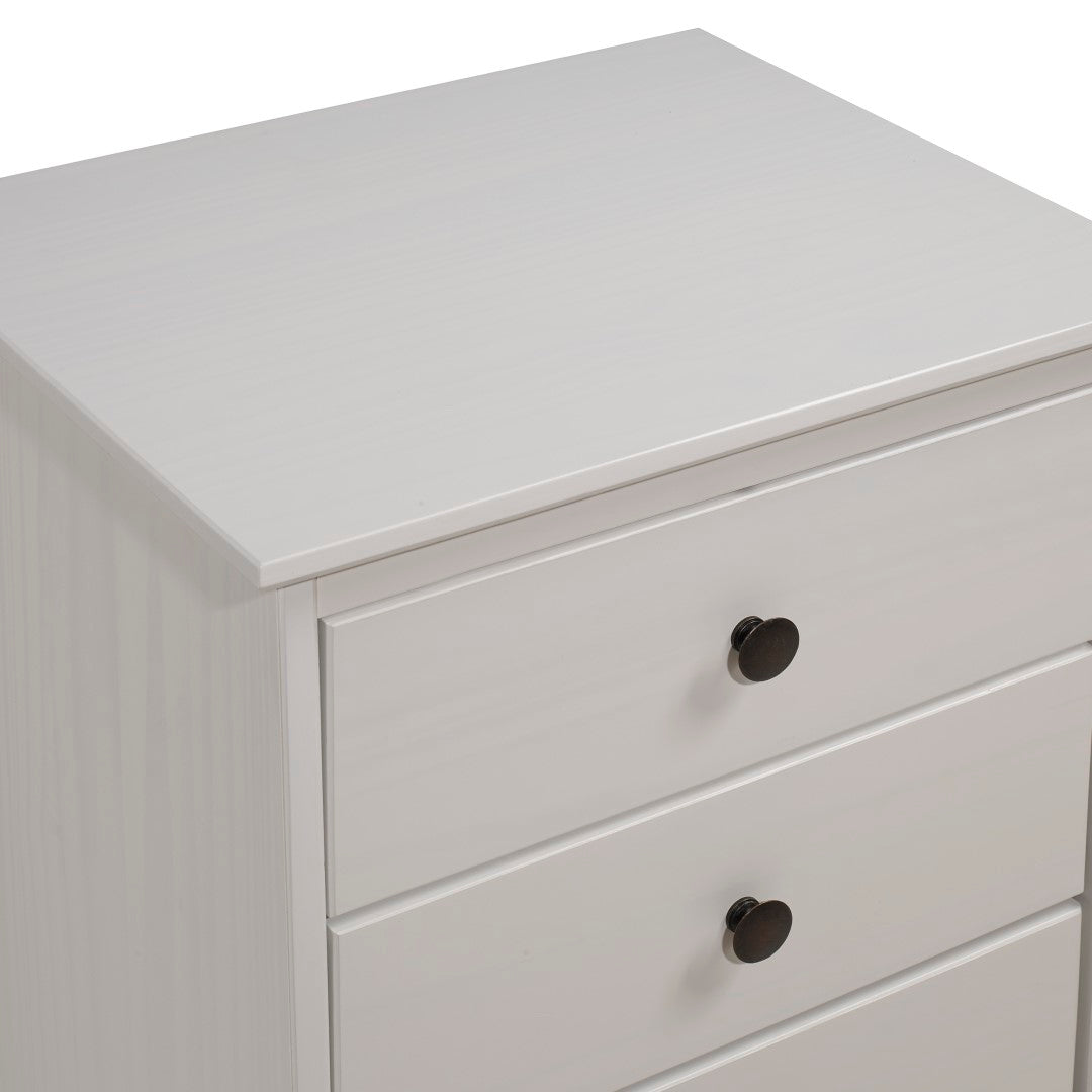 Royal Marwar Solid Mango Wood Bedside Table with 3 Drawers | Modern Nightstand | White Finish | Bedroom Side Cabinet