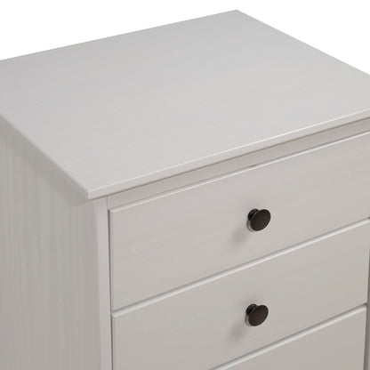 Royal Marwar Solid Mango Wood Bedside Table with 3 Drawers | Modern Nightstand | White Finish | Bedroom Side Cabinet