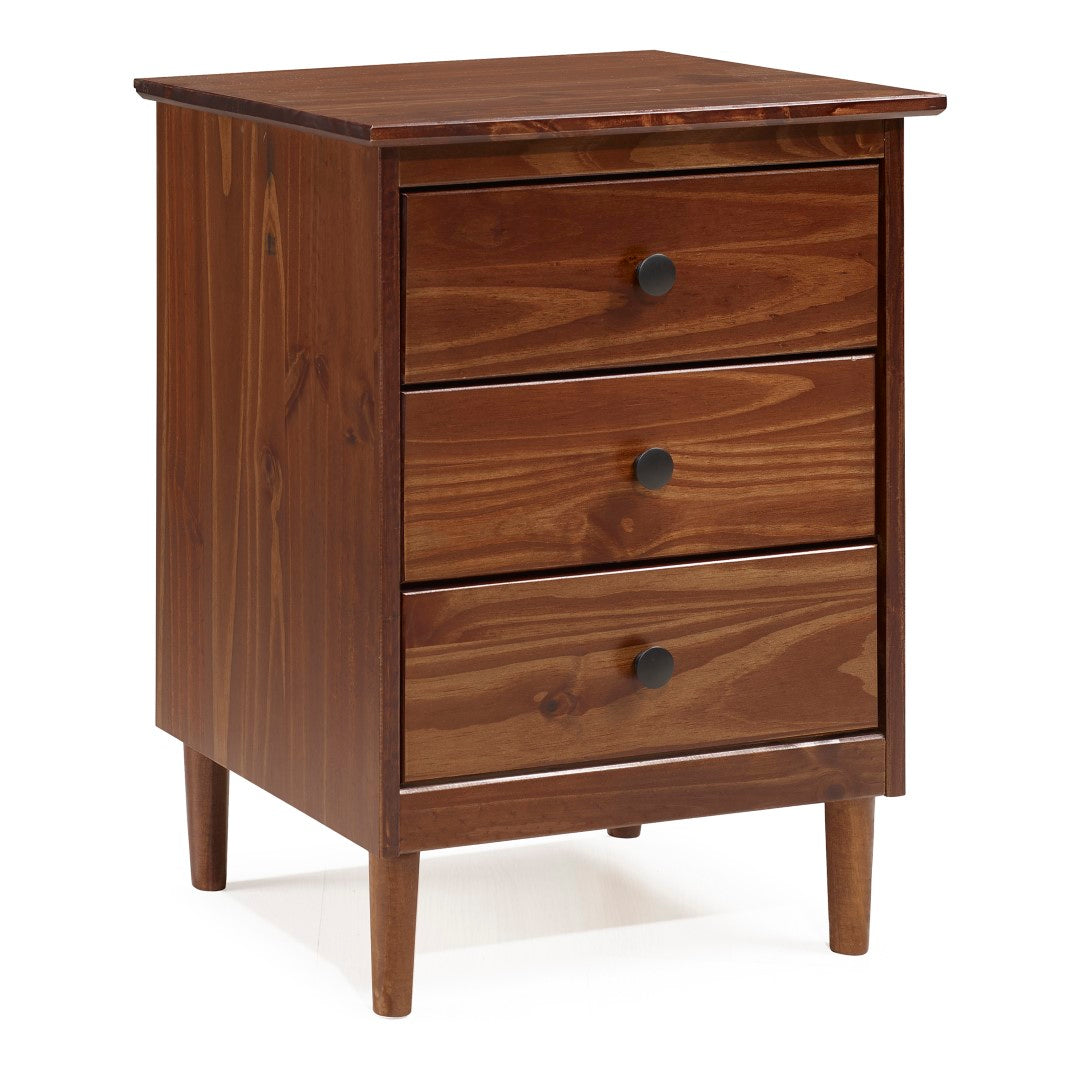 Royal Marwar Solid Mango Wood Bedside Table with 3 Drawers | Modern Nightstand | White Finish | Bedroom Side Cabinet