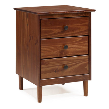 Royal Marwar Solid Mango Wood Bedside Table with 3 Drawers | Modern Nightstand | White Finish | Bedroom Side Cabinet