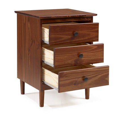 Royal Marwar Solid Mango Wood Bedside Table with 3 Drawers | Modern Nightstand | White Finish | Bedroom Side Cabinet